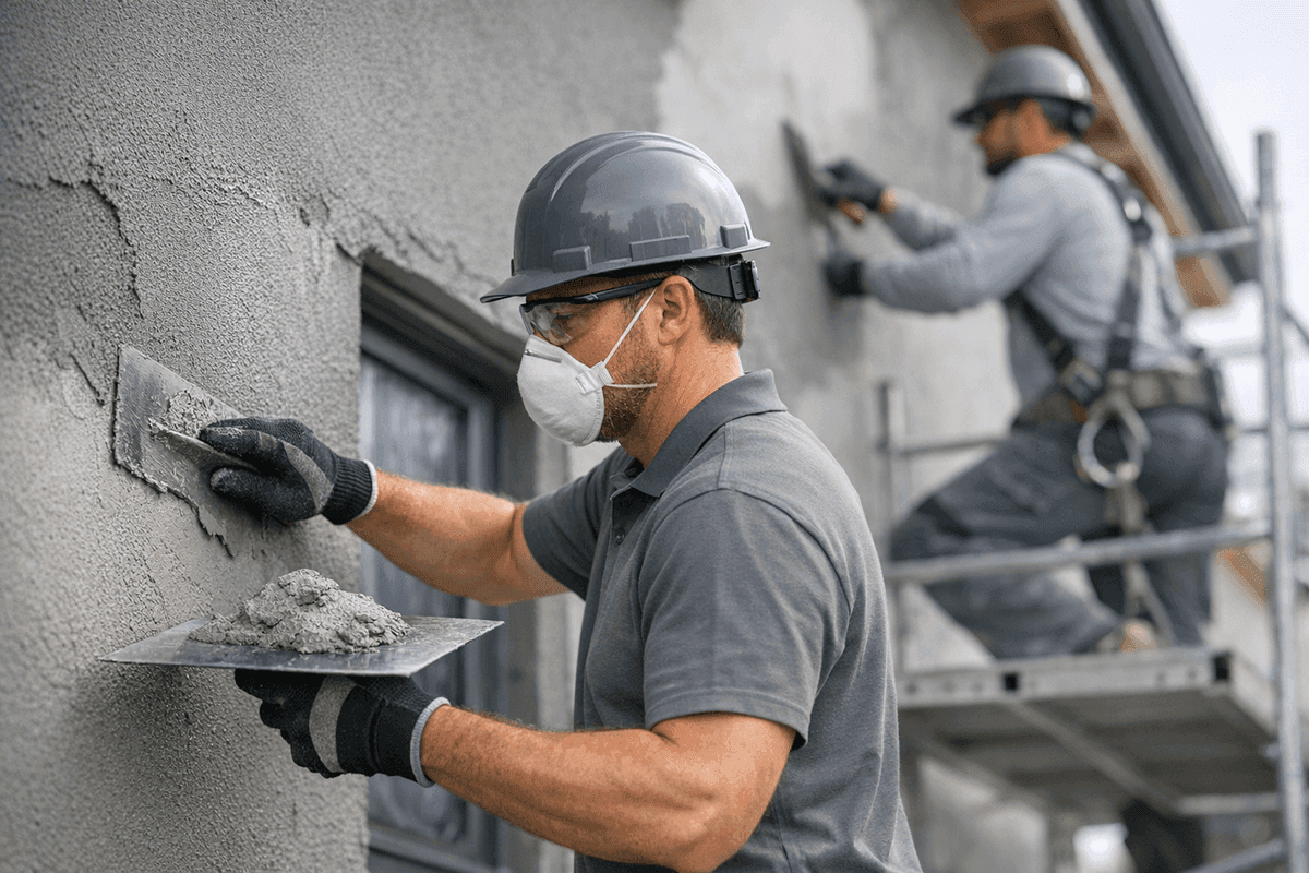 Stucco Siding Installation service by POM Siding