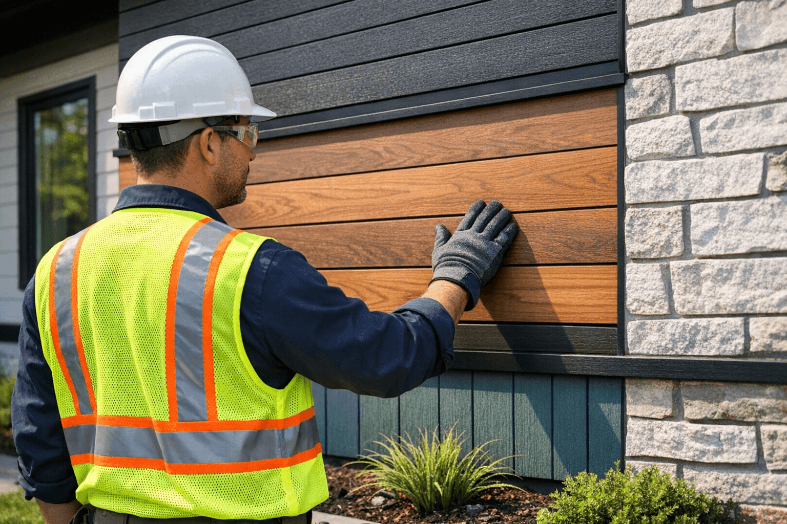 House with custom-designed siding pattern and colors