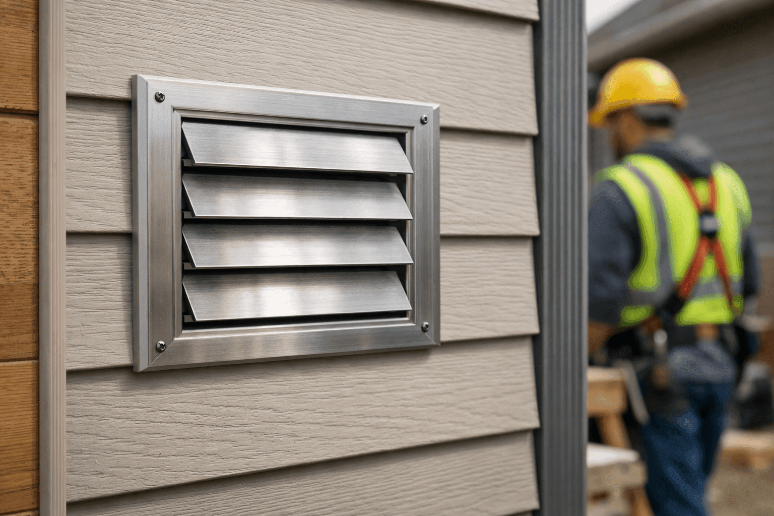 Close-up of siding vent installed on home exterior
